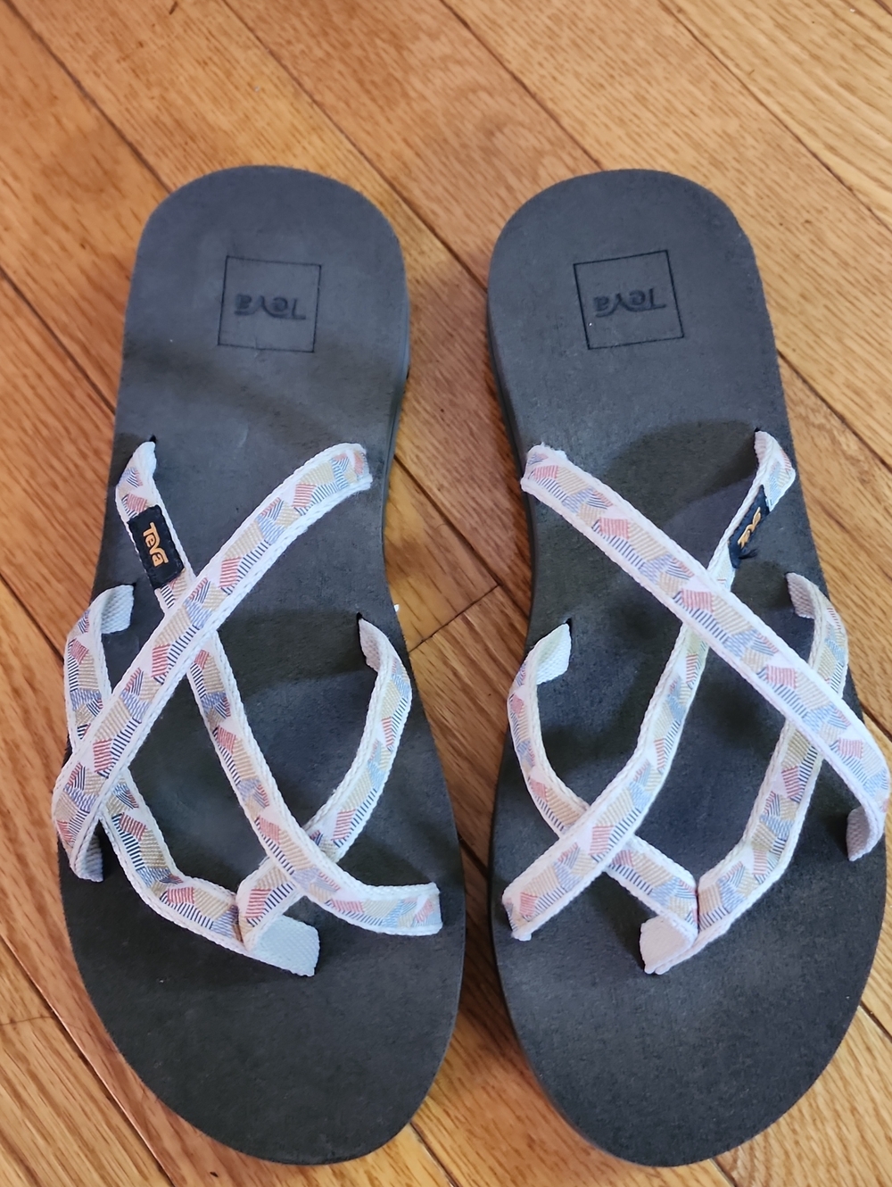 Teva Olowahu Sandals with Pastel Multicolor Crisscross Straps